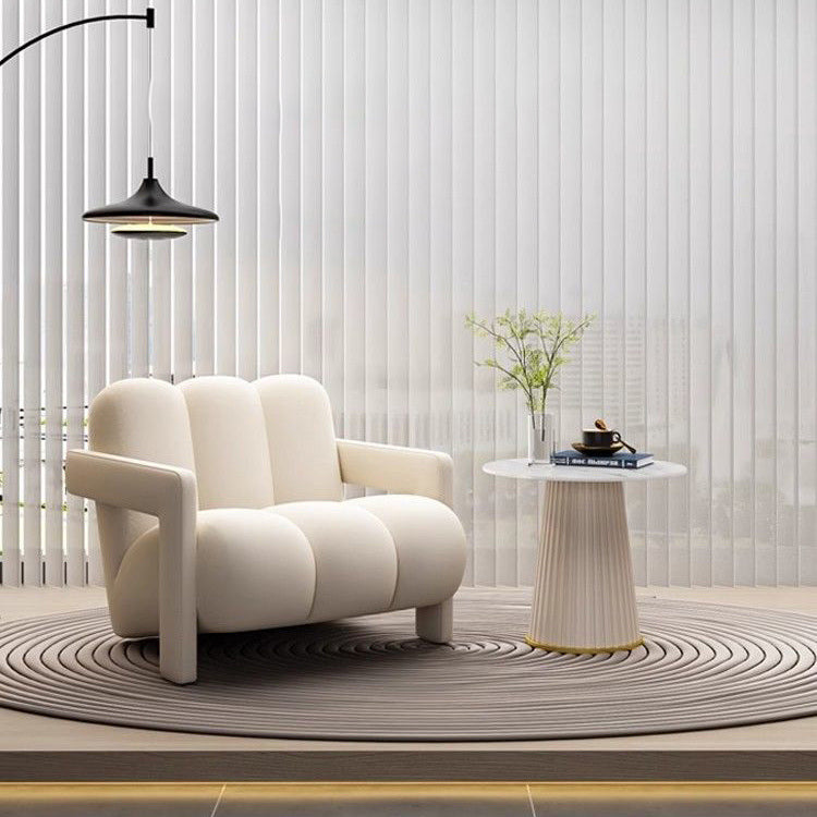 Sleek Modern Nordic Flannelette Solid Wood Sofa with Backrest and Armrest for Living Room