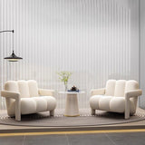 Sleek Modern Nordic Flannelette Solid Wood Sofa with Backrest and Armrest for Living Room