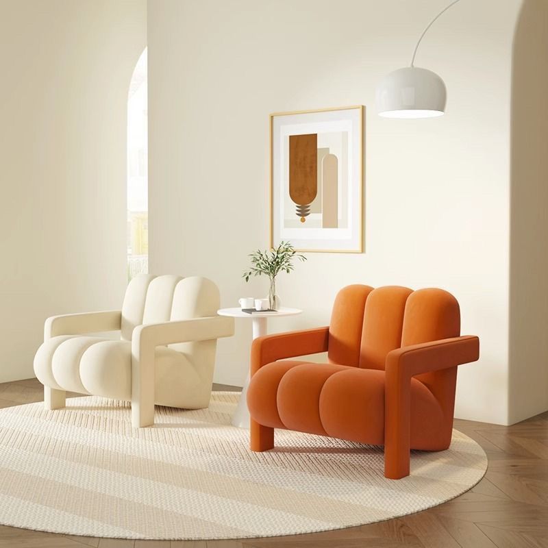 Sleek Modern Nordic Flannelette Solid Wood Sofa with Backrest and Armrest for Living Room
