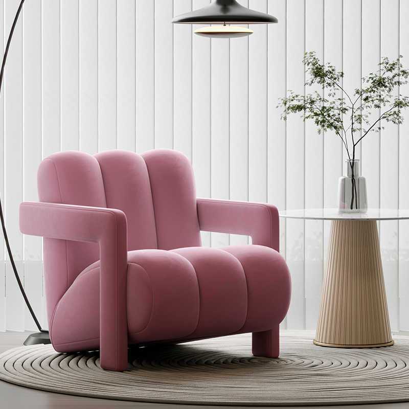 Sleek Modern Nordic Flannelette Solid Wood Sofa with Backrest and Armrest for Living Room