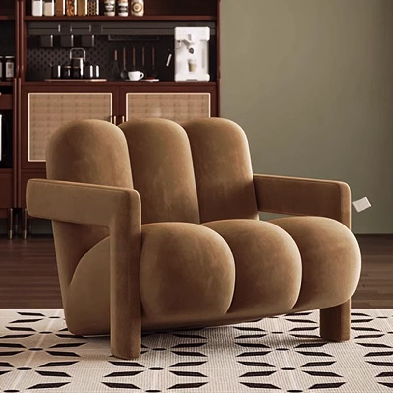 Sleek Modern Nordic Flannelette Solid Wood Sofa with Backrest and Armrest for Living Room