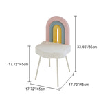 Contemporary Rainbow Lambswool Iron Vanity Stool with Backrest – Armless Bedroom Chair