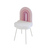 Contemporary Rainbow Lambswool Iron Vanity Stool with Backrest – Armless Bedroom Chair