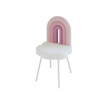 Contemporary Rainbow Lambswool Iron Vanity Stool with Backrest – Armless Bedroom Chair