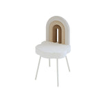 Contemporary Rainbow Lambswool Iron Vanity Stool with Backrest – Armless Bedroom Chair