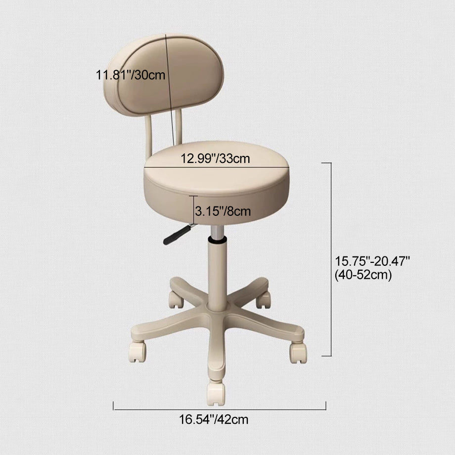 Contemporary Nordic Round Cushion Vanity Stool – Leather and Nylon Upholstery, Armless Design for Bedroom