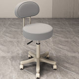 Contemporary Nordic Round Cushion Vanity Stool – Leather and Nylon Upholstery, Armless Design for Bedroom