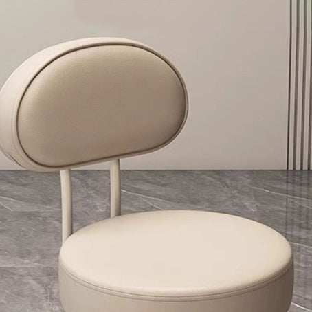 Contemporary Nordic Round Cushion Vanity Stool – Leather and Nylon Upholstery, Armless Design for Bedroom
