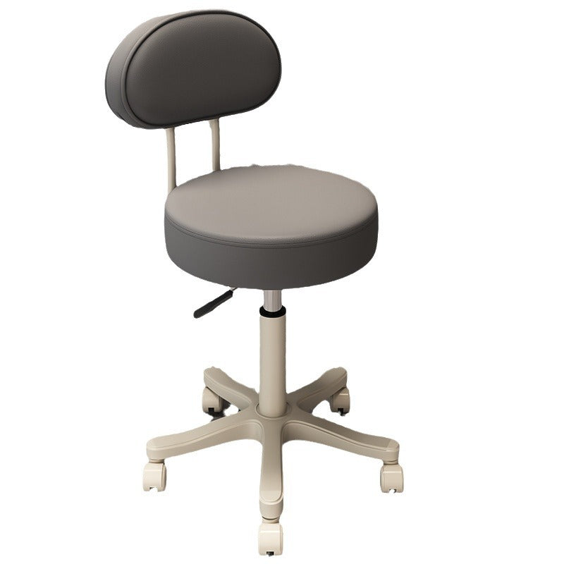 Contemporary Nordic Round Cushion Vanity Stool – Leather and Nylon Upholstery, Armless Design for Bedroom