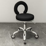 Contemporary Scandinavian Round Vanity Stool with Cushioned Seat, Electroplated Metal Frame, Armless Design for Bedroom