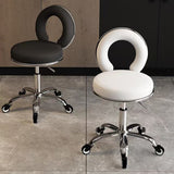 Contemporary Scandinavian Round Vanity Stool with Cushioned Seat, Electroplated Metal Frame, Armless Design for Bedroom