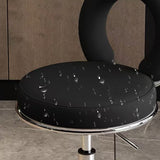 Contemporary Scandinavian Round Vanity Stool with Cushioned Seat, Electroplated Metal Frame, Armless Design for Bedroom