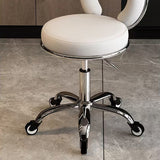 Contemporary Scandinavian Round Vanity Stool with Cushioned Seat, Electroplated Metal Frame, Armless Design for Bedroom