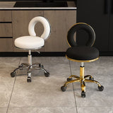 Contemporary Scandinavian Round Vanity Stool with Cushioned Seat, Electroplated Metal Frame, Armless Design for Bedroom