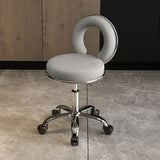 Contemporary Scandinavian Round Vanity Stool with Cushioned Seat, Electroplated Metal Frame, Armless Design for Bedroom