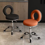 Contemporary Scandinavian Round Vanity Stool with Cushioned Seat, Electroplated Metal Frame, Armless Design for Bedroom