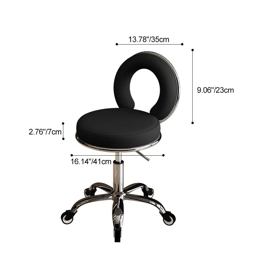 Contemporary Scandinavian Round Vanity Stool with Cushioned Seat, Electroplated Metal Frame, Armless Design for Bedroom