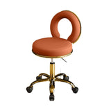 Contemporary Scandinavian Round Vanity Stool with Cushioned Seat, Electroplated Metal Frame, Armless Design for Bedroom