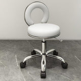 Contemporary Scandinavian Round Vanity Stool with Cushioned Seat, Electroplated Metal Frame, Armless Design for Bedroom