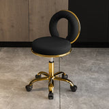 Contemporary Scandinavian Round Vanity Stool with Cushioned Seat, Electroplated Metal Frame, Armless Design for Bedroom
