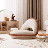 Traditional Japanese Rotatable Semi-Circular Plush Teddy Velvet Armless Chair with Foldable Multi-Layer Board and Tatami Backrest – Ideal Living Room Seating