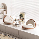 Traditional Japanese Rotatable Semi-Circular Plush Teddy Velvet Armless Chair with Foldable Multi-Layer Board and Tatami Backrest – Ideal Living Room Seating
