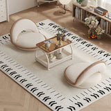 Traditional Japanese Rotatable Semi-Circular Plush Teddy Velvet Armless Chair with Foldable Multi-Layer Board and Tatami Backrest – Ideal Living Room Seating