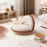 Traditional Japanese Rotatable Semi-Circular Plush Teddy Velvet Armless Chair with Foldable Multi-Layer Board and Tatami Backrest – Ideal Living Room Seating