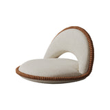 Traditional Japanese Rotatable Semi-Circular Plush Teddy Velvet Armless Chair with Foldable Multi-Layer Board and Tatami Backrest – Ideal Living Room Seating