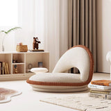 Traditional Japanese Rotatable Semi-Circular Plush Teddy Velvet Armless Chair with Foldable Multi-Layer Board and Tatami Backrest – Ideal Living Room Seating