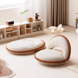 Traditional Japanese Rotatable Semi-Circular Plush Teddy Velvet Armless Chair with Foldable Multi-Layer Board and Tatami Backrest – Ideal Living Room Seating