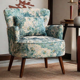 Traditional French-Style Carbon Steel & Solid Wood Fabric Sofa with Backrest and Armrests for Living Room