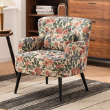 Traditional French-Style Carbon Steel & Solid Wood Fabric Sofa with Backrest and Armrests for Living Room