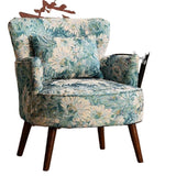 Traditional French-Style Carbon Steel & Solid Wood Fabric Sofa with Backrest and Armrests for Living Room