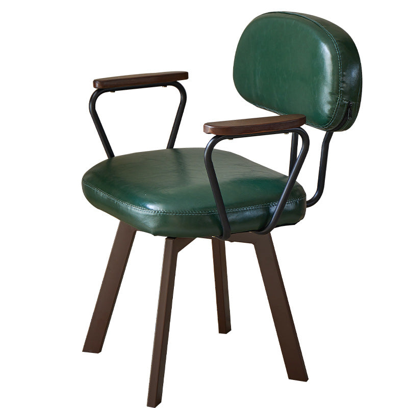 Contemporary Retro Faux Leather Swivel Desk Chair with Carbon Steel Frame, Sunflower Floral Design, Backrest & Armrests – Ideal for Study