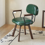 Contemporary Retro Faux Leather Swivel Desk Chair with Carbon Steel Frame, Sunflower Floral Design, Backrest & Armrests – Ideal for Study