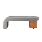 Contemporary Nordic Rectangular Cylinder Cat-Scratch Leather Bench in Solid Wood — Backless & Armless, Perfect Entryway Seating