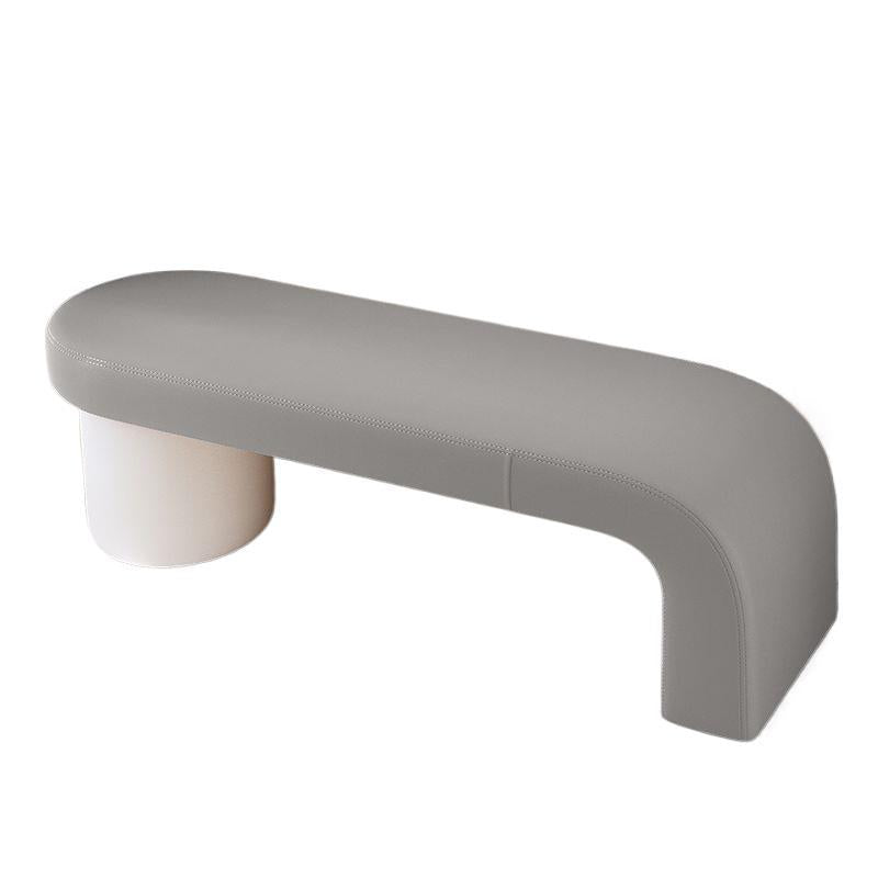 Contemporary Nordic Rectangular Cylinder Cat-Scratch Leather Bench in Solid Wood — Backless & Armless, Perfect Entryway Seating