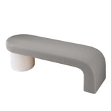 Contemporary Nordic Rectangular Cylinder Cat-Scratch Leather Bench in Solid Wood — Backless & Armless, Perfect Entryway Seating