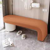 Contemporary Nordic Rectangular Cylinder Cat-Scratch Leather Bench in Solid Wood — Backless & Armless, Perfect Entryway Seating