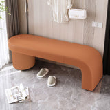 Contemporary Nordic Rectangular Cylinder Cat-Scratch Leather Bench in Solid Wood — Backless & Armless, Perfect Entryway Seating