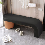 Contemporary Nordic Rectangular Cylinder Cat-Scratch Leather Bench in Solid Wood — Backless & Armless, Perfect Entryway Seating