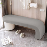 Contemporary Nordic Rectangular Cylinder Cat-Scratch Leather Bench in Solid Wood — Backless & Armless, Perfect Entryway Seating
