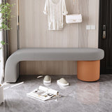 Contemporary Nordic Rectangular Cylinder Cat-Scratch Leather Bench in Solid Wood — Backless & Armless, Perfect Entryway Seating