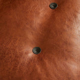 Traditional French Leather Sofa Backrest - Foldable, Oil-Waxed Finish, Iron Frame, Square-Cylinder Design, Armless for Living Room