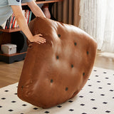 Traditional French Leather Sofa Backrest - Foldable, Oil-Waxed Finish, Iron Frame, Square-Cylinder Design, Armless for Living Room