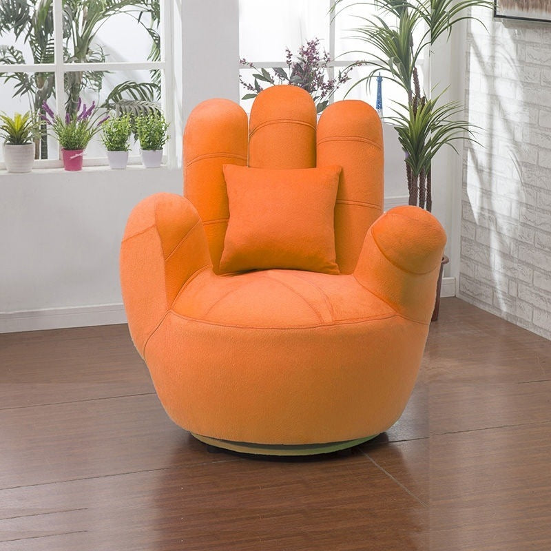 Contemporary Five-Finger Palm Armrest Sofa Backrest – Fabric Upholstery, Solid Wood Frame with Iron Accents, Swivel for Living Room