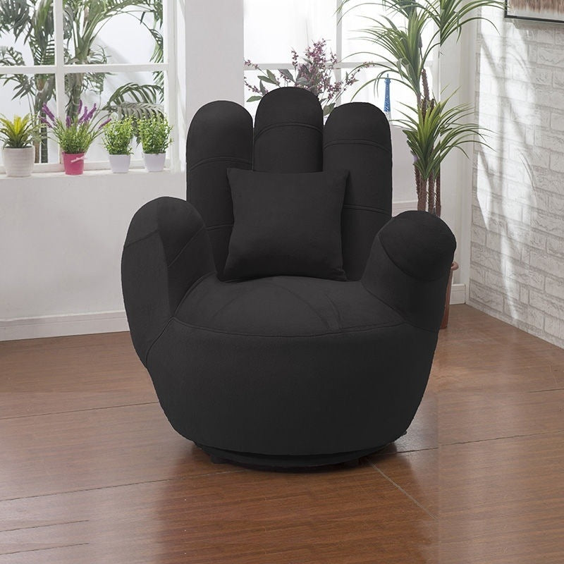 Contemporary Five-Finger Palm Armrest Sofa Backrest – Fabric Upholstery, Solid Wood Frame with Iron Accents, Swivel for Living Room