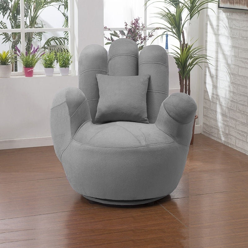 Contemporary Five-Finger Palm Armrest Sofa Backrest – Fabric Upholstery, Solid Wood Frame with Iron Accents, Swivel for Living Room