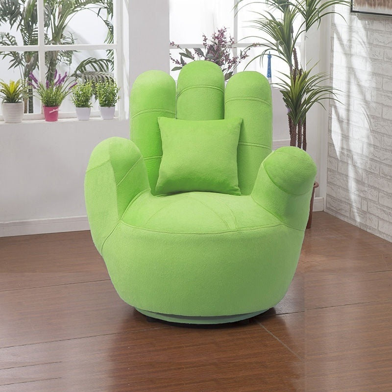 Contemporary Five-Finger Palm Armrest Sofa Backrest – Fabric Upholstery, Solid Wood Frame with Iron Accents, Swivel for Living Room